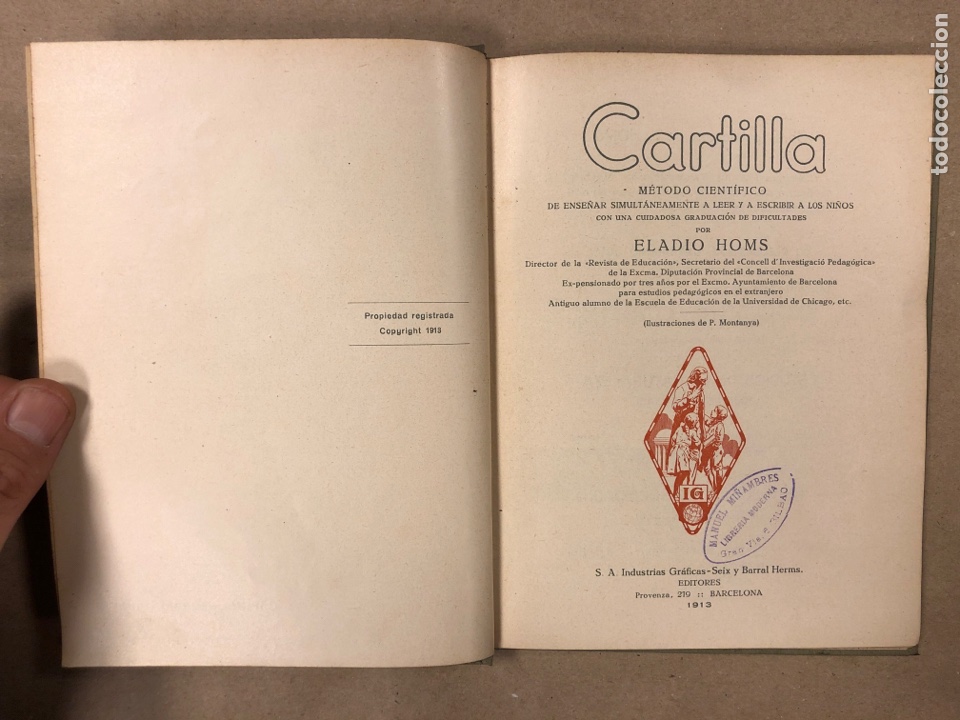 Libros antiguos: CARTILLA. ELADIO HOMS. S.A. INDUSTRIAS GRÁFICAS - SEIX Y BARRAL HERMS. 1913. ILUSTRADO P. MONTANYA - Foto 3 - 181504840