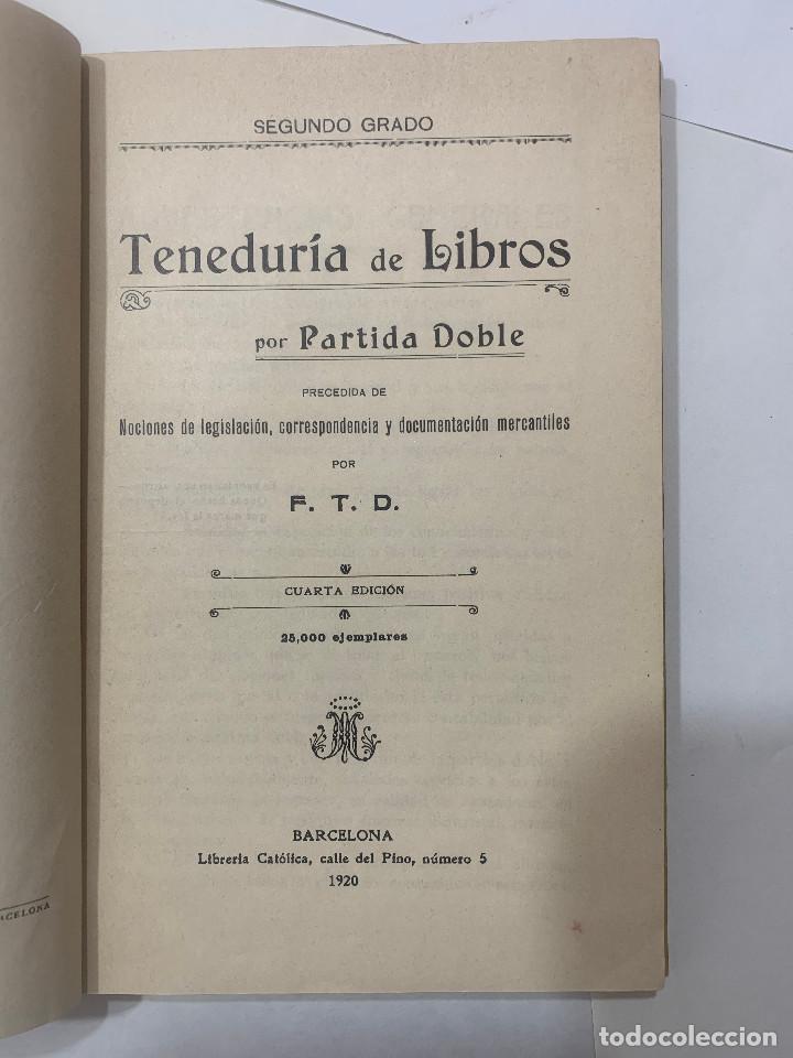 Libros antiguos: Tenedur&iacute;a de libros (segundo grado) 1920 - Foto 2