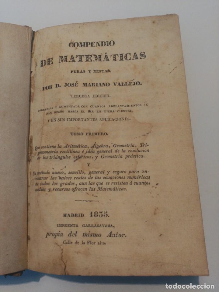 Libros antiguos: Compendio de Matem&aacute;ticas - Foto 1