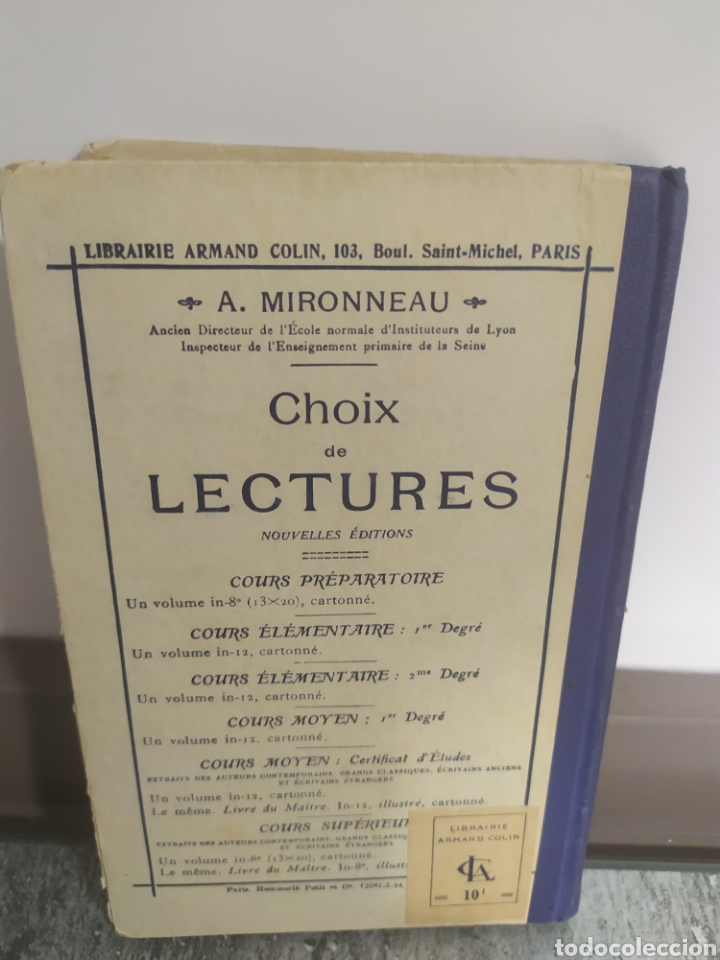 Libros antiguos: A. MIRONNEAU. CHOIX DE LECTURES. 1934 - Foto 2