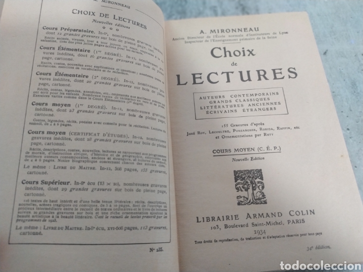Libros antiguos: A. MIRONNEAU. CHOIX DE LECTURES. 1934 - Foto 5