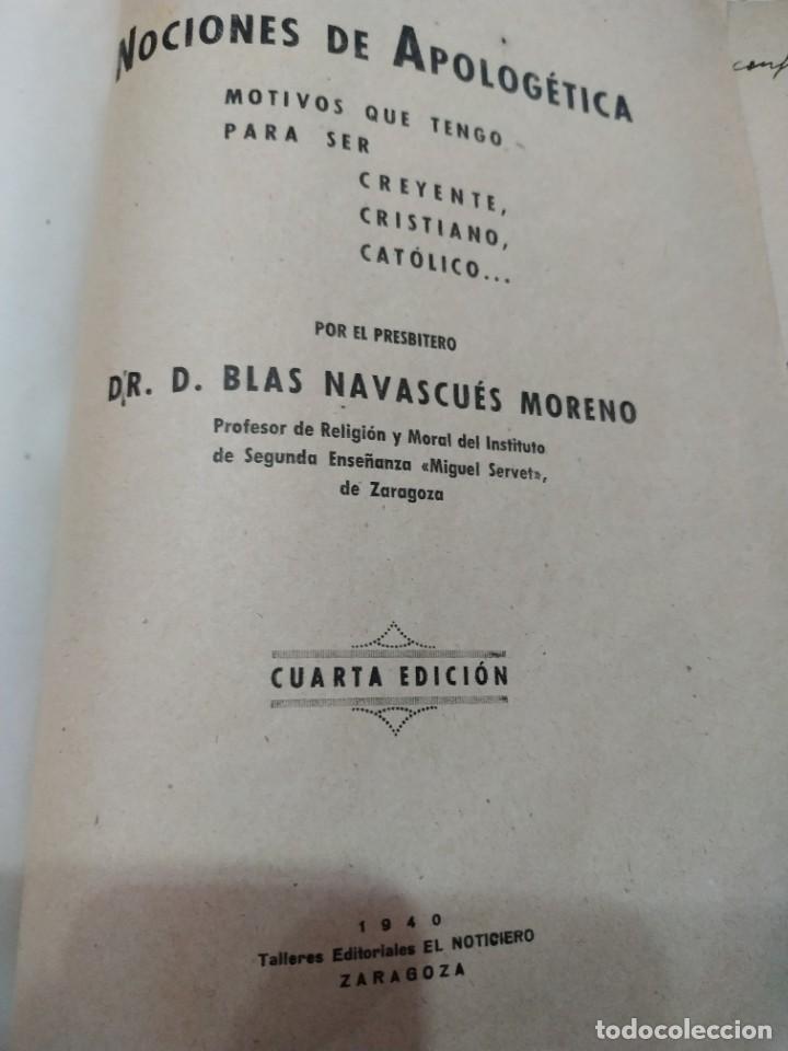 Libros antiguos: Nociones de Apologia - Foto 2