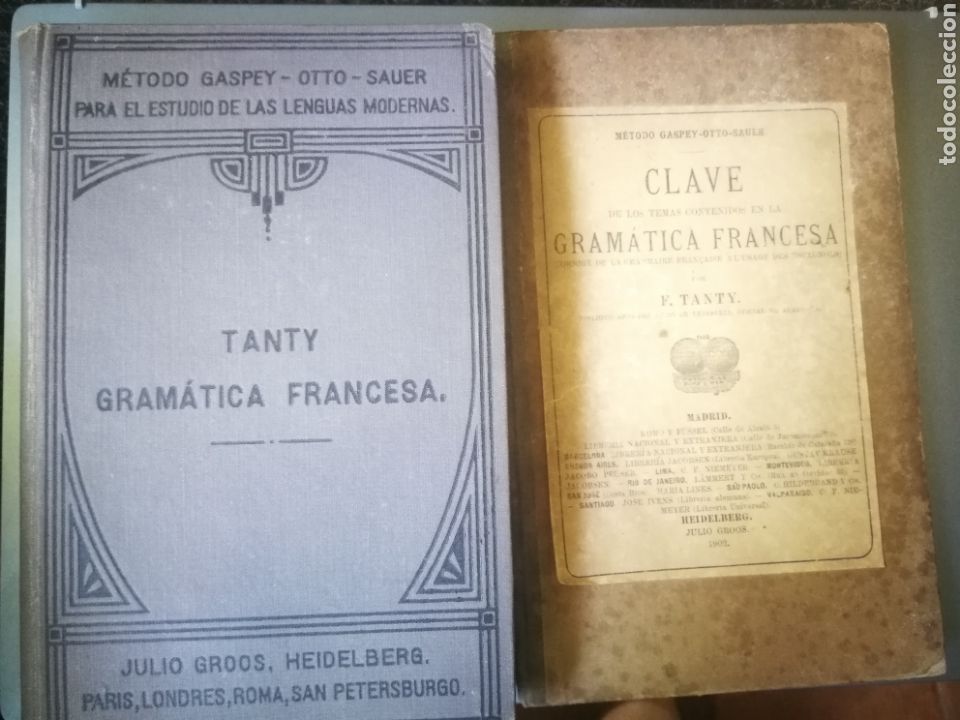 Old books: Lote Gram&aacute;tica Francesa Tanty 1902 y libro de claves o respuestas del mismo