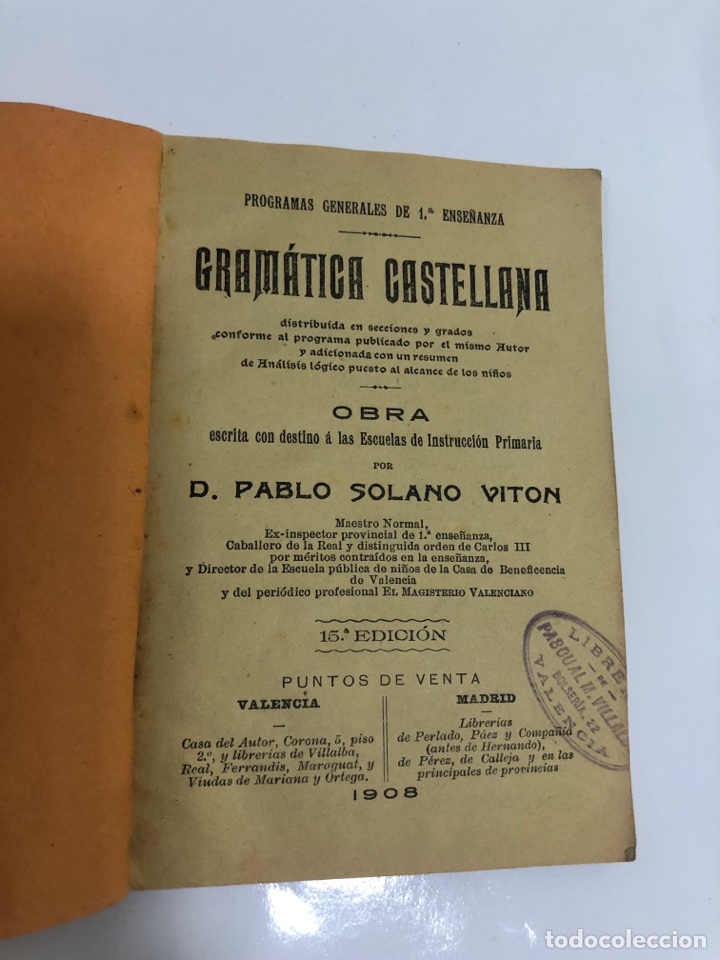Libros antiguos: Antiguo libreto de Gram&aacute;tica 1908 - Foto 2