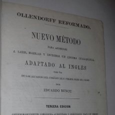 Livros antigos: BENOT, E: OLLENDORFF REFORMADO. NUEVO METODO PARA APRENDER... ADAPTADO AL INGLES. CADIZ,1858. Lote 298251193