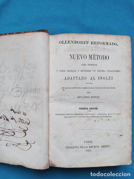 Libros antiguos: Ollendorff Reformado - Nuevo método Adaptado al Ingles - Cádiz 1852 - Foto 1 - 301950058