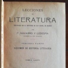 Libros antiguos: LECCIONES DE LITERATURA - 1915 F.NAVARRO LEDESMA - ED. LIB.SUC. DE HERNANDO - APJRB 988