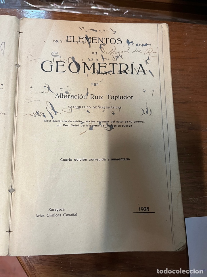 Libros antiguos: Elementos de Geometr&iacute;a, Ruiz Tapiador. 1925 - Foto 2