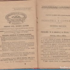 Libros antiguos: PROGRAMAS GENERALES DE 1ª ENSEÑANZA, INDUSTRIA Y COMERCIO, D.PABLO SOLANO VITÓN. 1898.. Lote 350217154