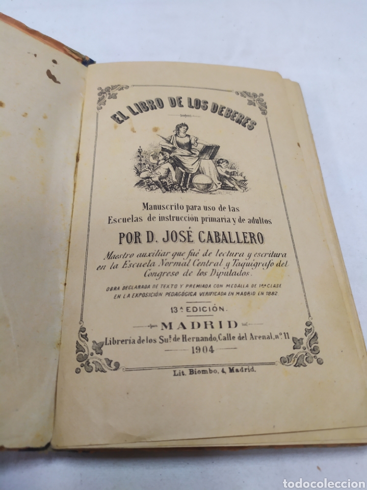 Libros antiguos: El libro de los deberes, Jos&eacute; Caballero, 1904 - Foto 3
