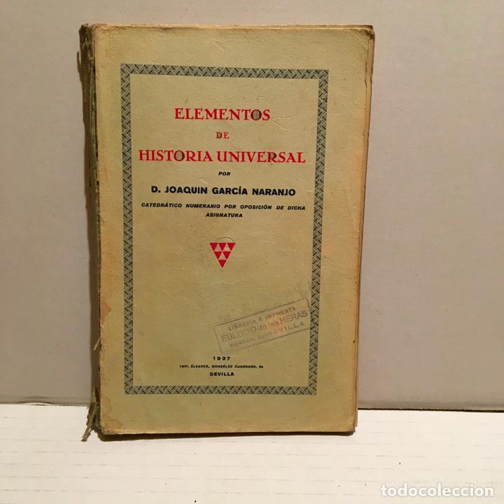 Libros antiguos: LIBRO DE TEXTO ELEMENTOS DE HITORIA UNIVERSAL A&Ntilde;O 1937 - Foto 1