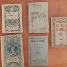 Libros antiguos: 7 LIBROS ESCOLARES ANTIGUOS. LOGARITMOS. HISTORIA DE ESPAÑA, LENGUA ESPAÑOLA,ARITMÉTICA, GEOMETRÍA. Lote 365605736