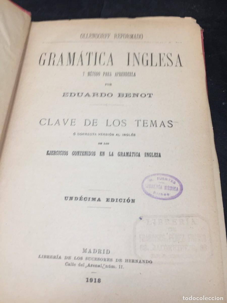 Libros antiguos: Gram&aacute;tica Inglesa. Clave de los Temas. Ollendorff. 1918. - Foto 2