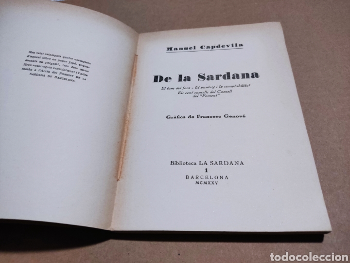 Libros antiguos: Libro antiguo De la Sardana 1925 Manuel Capdevila - Foto 4