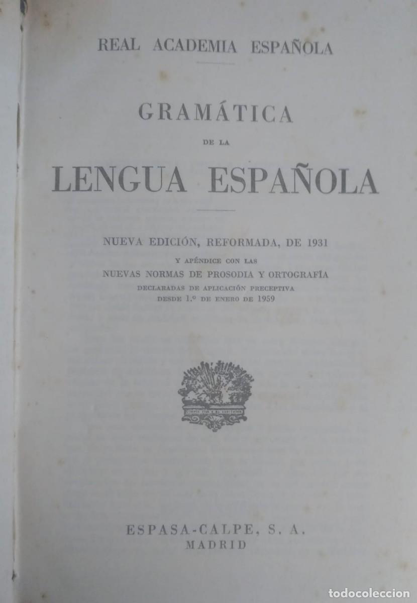 Libros antiguos: GRAMATICA DE LA LENGUA ESPA&Ntilde;OLA - Foto 1