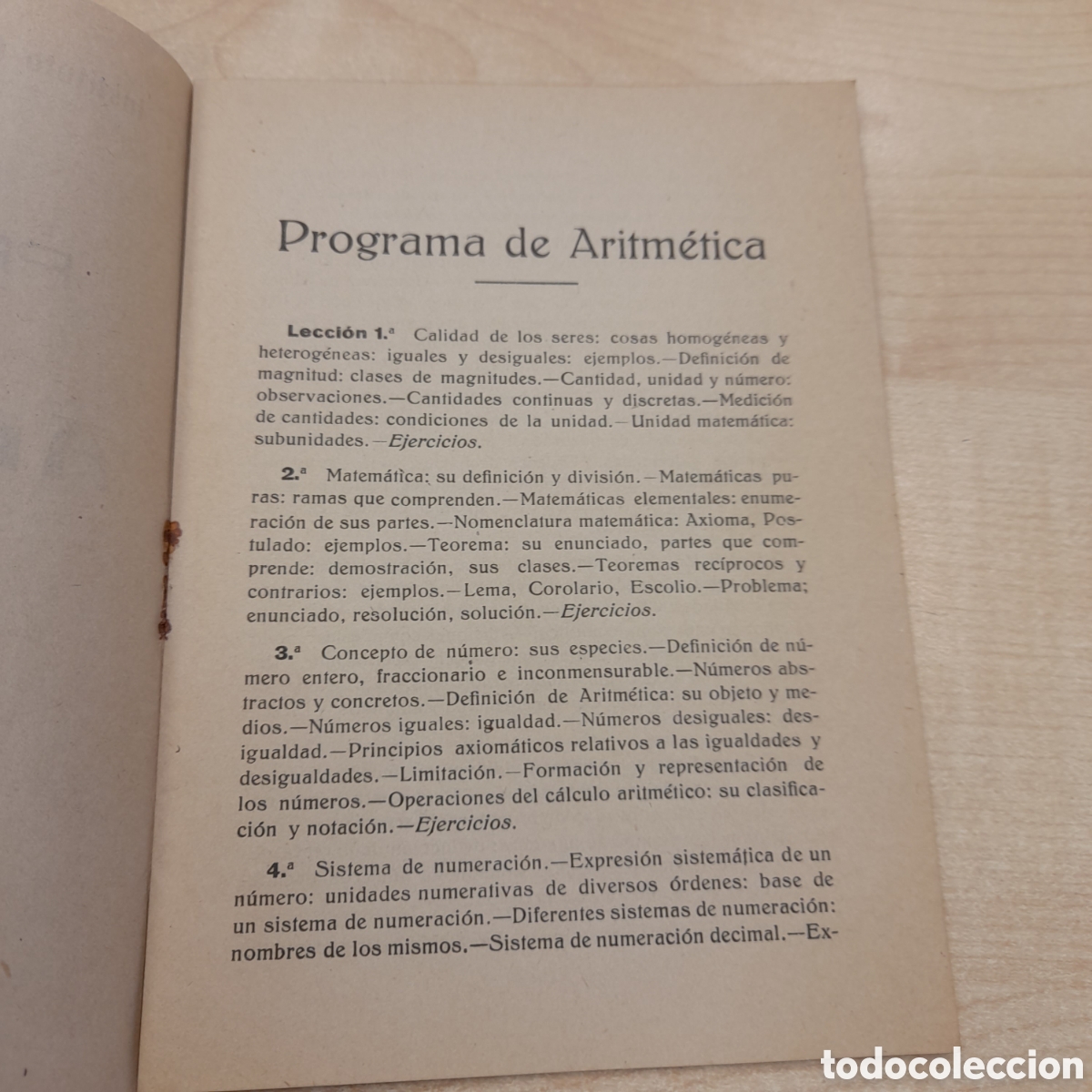 Libros antiguos: Programa de Aritm&eacute;tica. Curso 1923_24 - Foto 2
