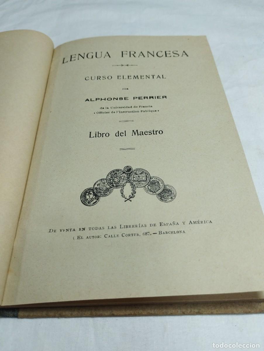 Libros antiguos: Lengua francesa, curso elemental. Libro del maestro. A. Perrier - Foto 2