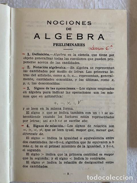 Libros antiguos: NOCIONES DE ALGEBRA Y TRIGONOMETRIA - Foto 2