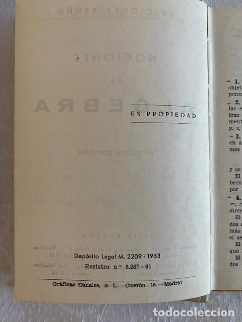 Libros antiguos: NOCIONES DE ALGEBRA Y TRIGONOMETRIA - Foto 3
