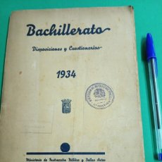 Libros antiguos: ANTIGUO LIBRO ESCOLAR. BACHILLERATO. 1934. SELLO ESCUDO REPÚBLICA.