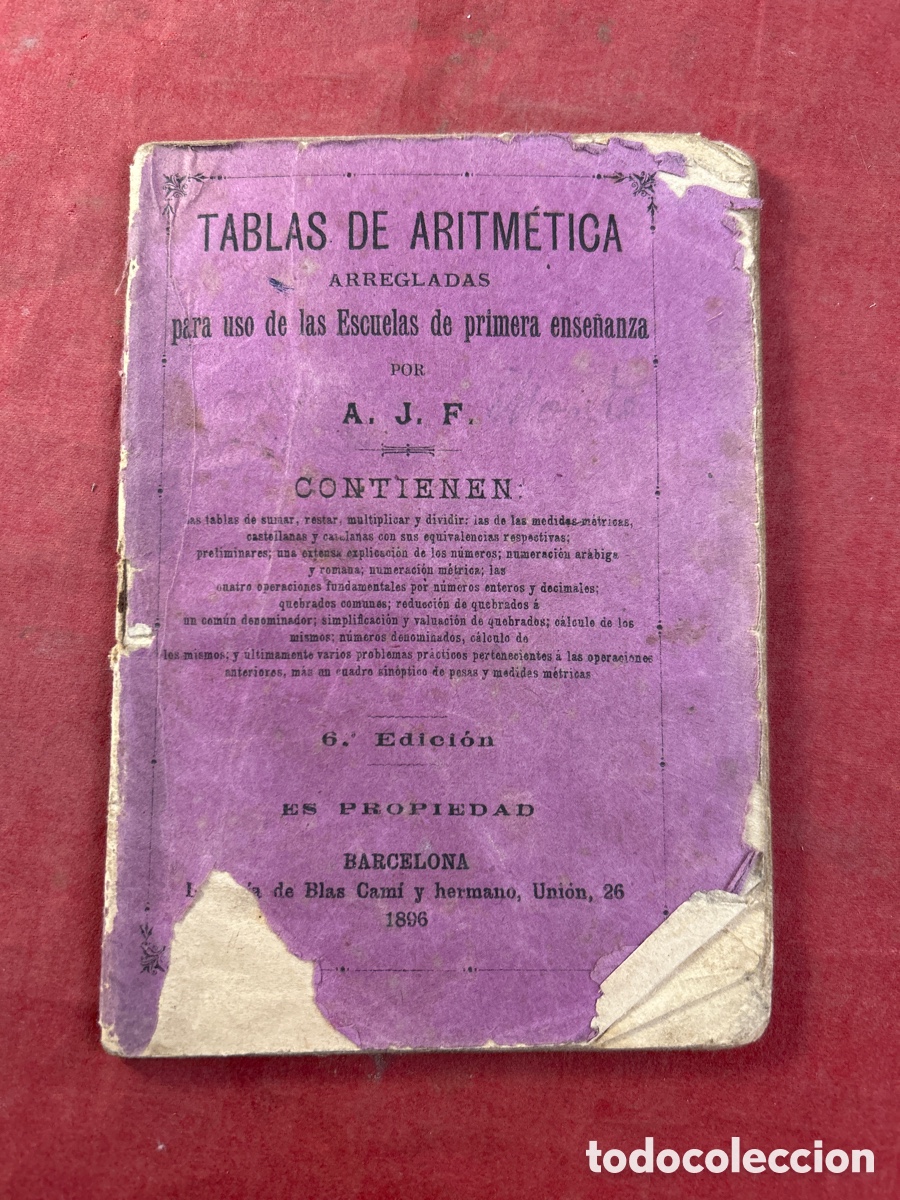 Libros antiguos: TABLAS DE ARITM&Eacute;TICA 1896 - Foto 1