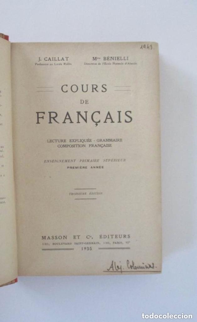 Libros antiguos: COURS DE FRAN&Ccedil;AIS - A&Ntilde;O 1935 - Foto 2