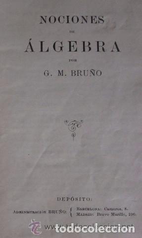 Libros antiguos: NOCIONES DE ALGEBRA - ED. BRU&Ntilde;O - Foto 2