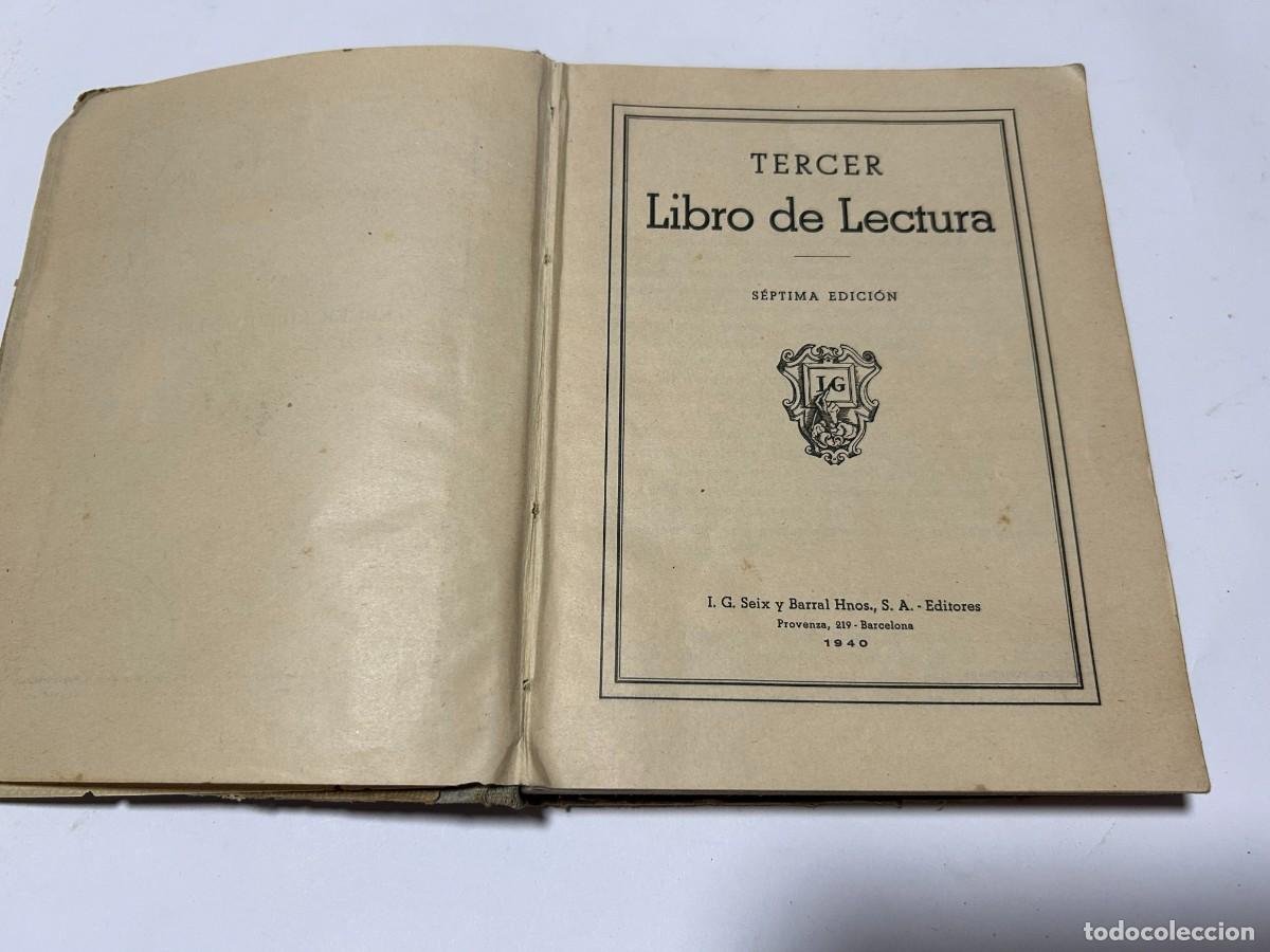 Libros antiguos: Tercer libro de LECTURA, libro escolar 1940 - Foto 4