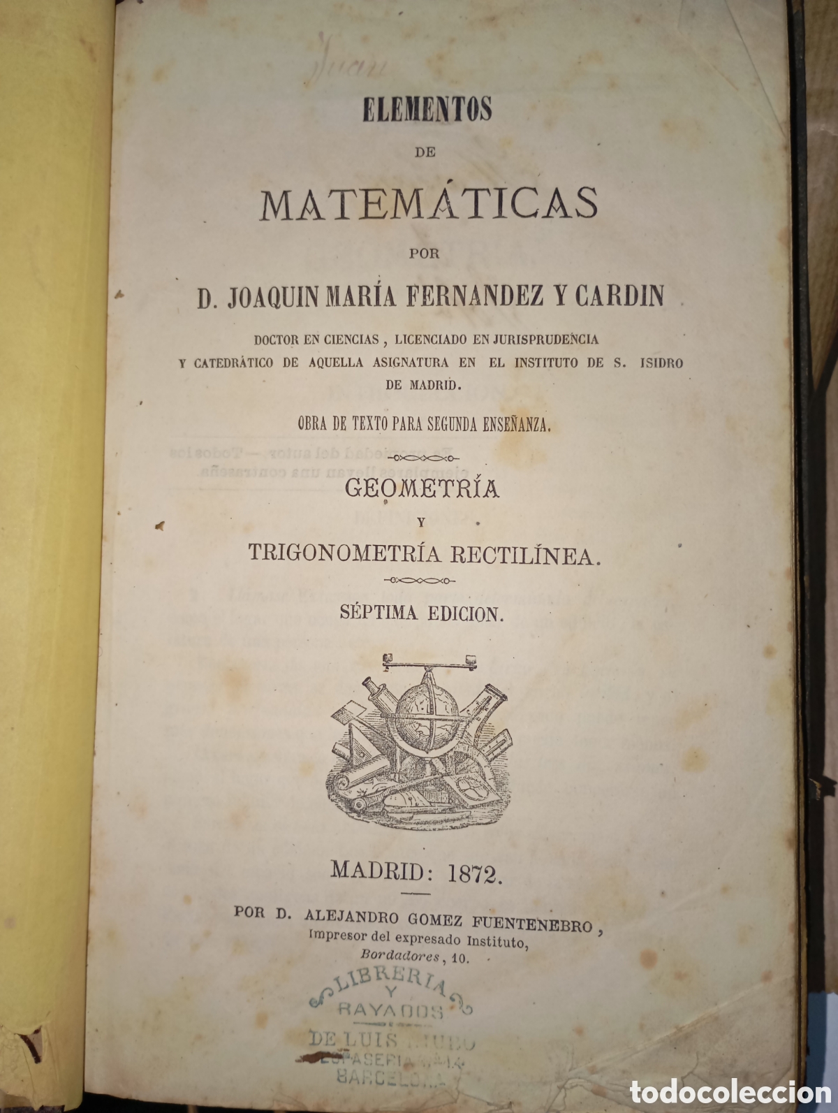 Libros antiguos: Elementos de matem&aacute;ticas - Foto 1