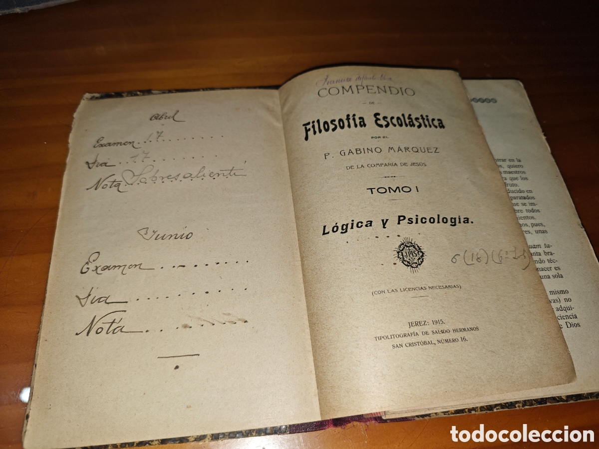 Libros antiguos: Compendio de Filosof&iacute;a Escol&aacute;stica. - Foto 2