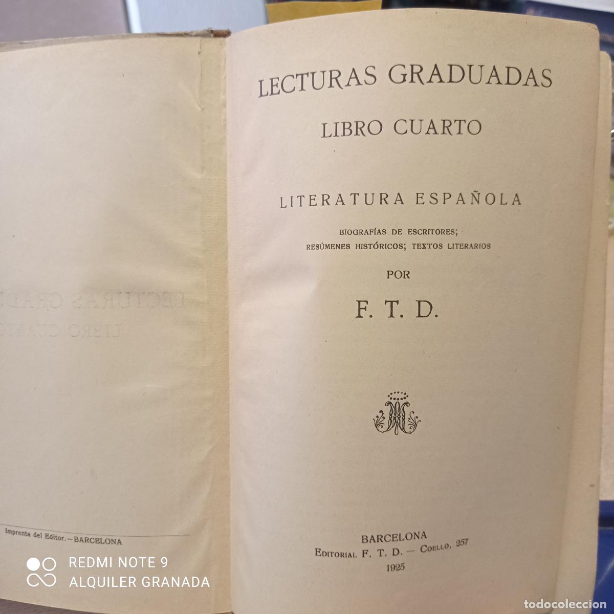 Libros antiguos: LECTURAS GRADUADAS LIBRO CUARTO - - Foto 2