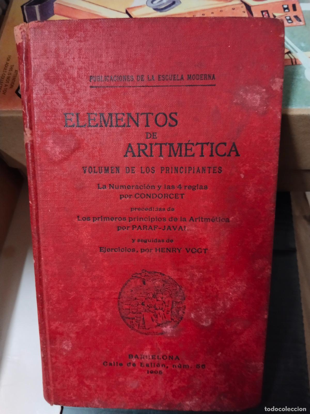 Libros antiguos: ELEMENTOS DE ARITM&Eacute;TICA 1905 - Foto 1