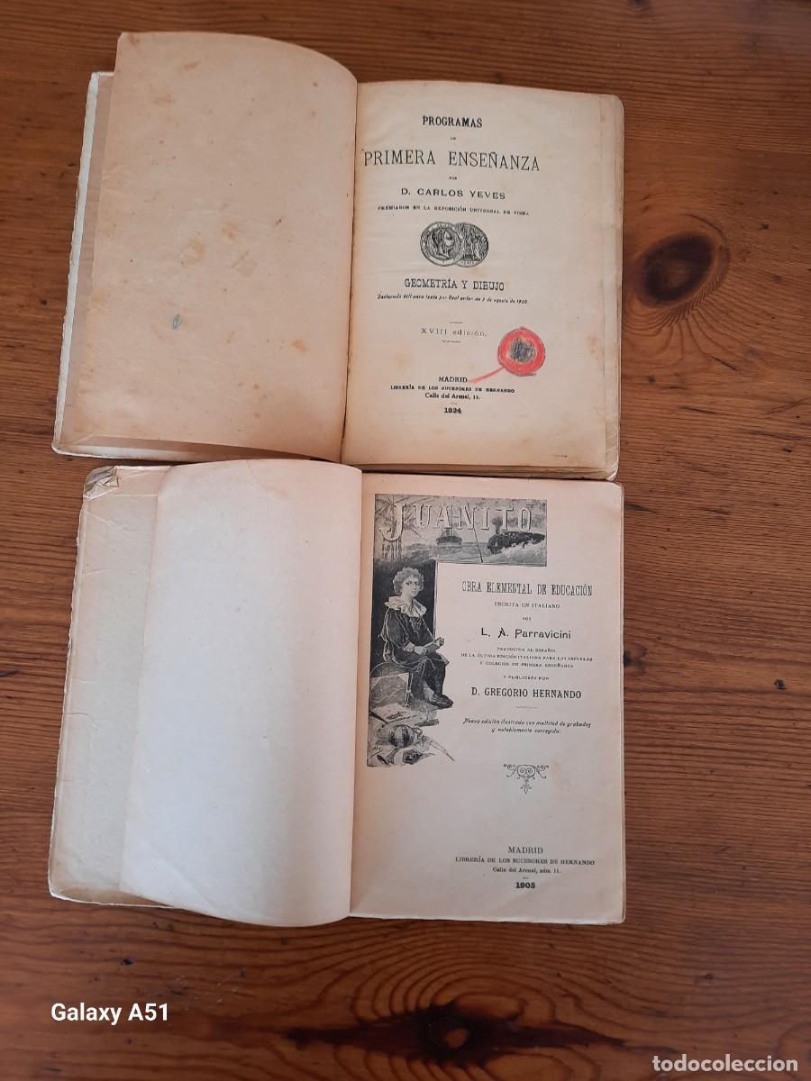 Libros antiguos: Un lote de dos libros: Programas de primera ense&ntilde;anza y Juanito. - Foto 2