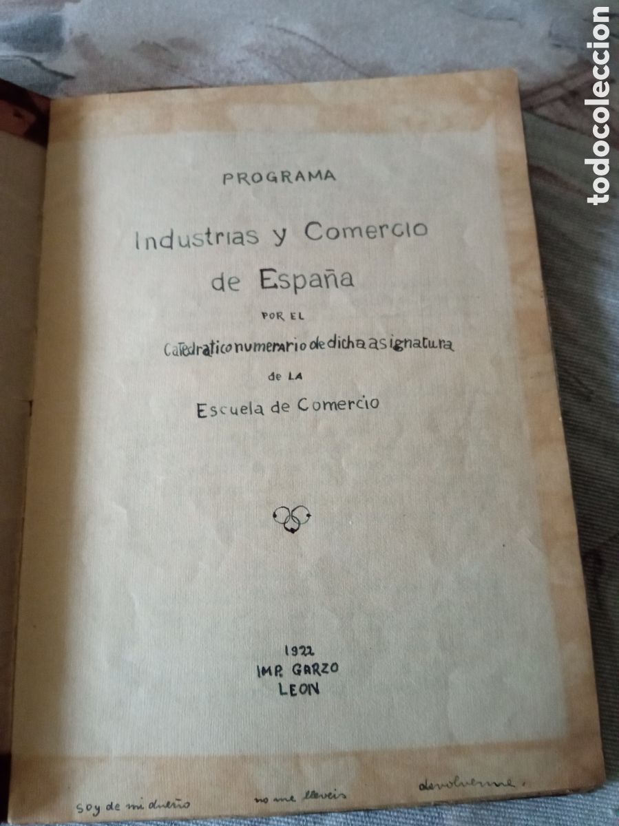 Libros antiguos: Programa Industrias y Comercio de Espa&ntilde;a ,1922. Escuela de Comercio - Foto 1