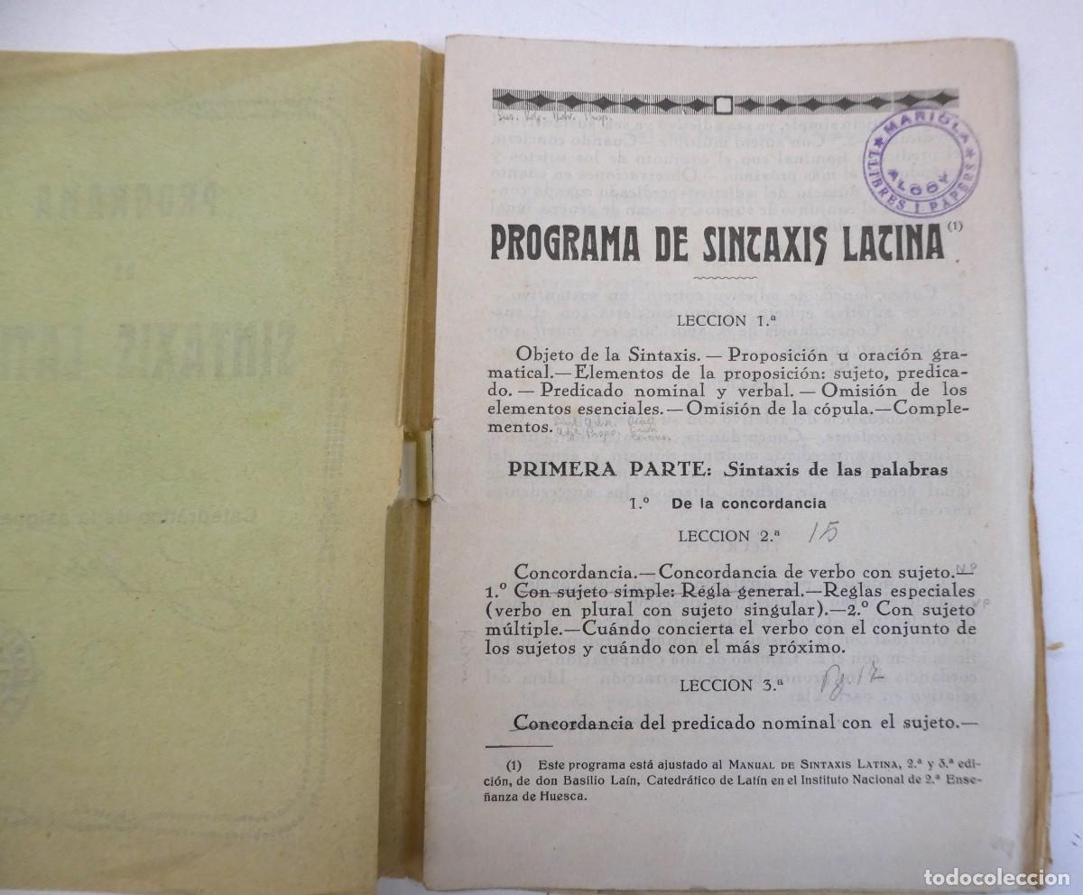 Libros antiguos: PROGRAMA DE SINTAXIS LATINA - Foto 2
