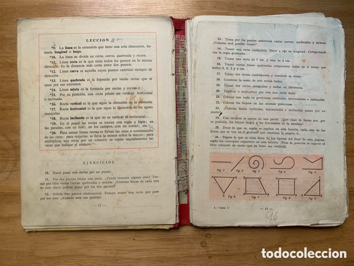 Libros antiguos: Libro te texto antiguo de Geometr&iacute;a - Foto 4