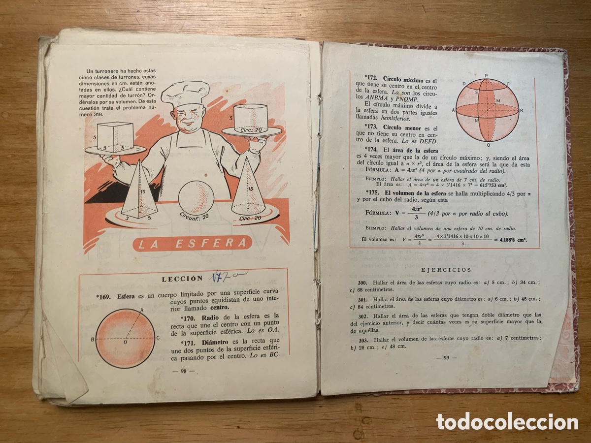 Libros antiguos: Libro te texto antiguo de Geometr&iacute;a - Foto 5