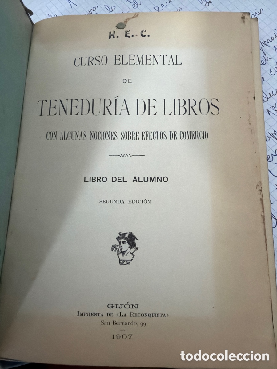 Libros antiguos: Tenedur&iacute;a curso elemental - Foto 1