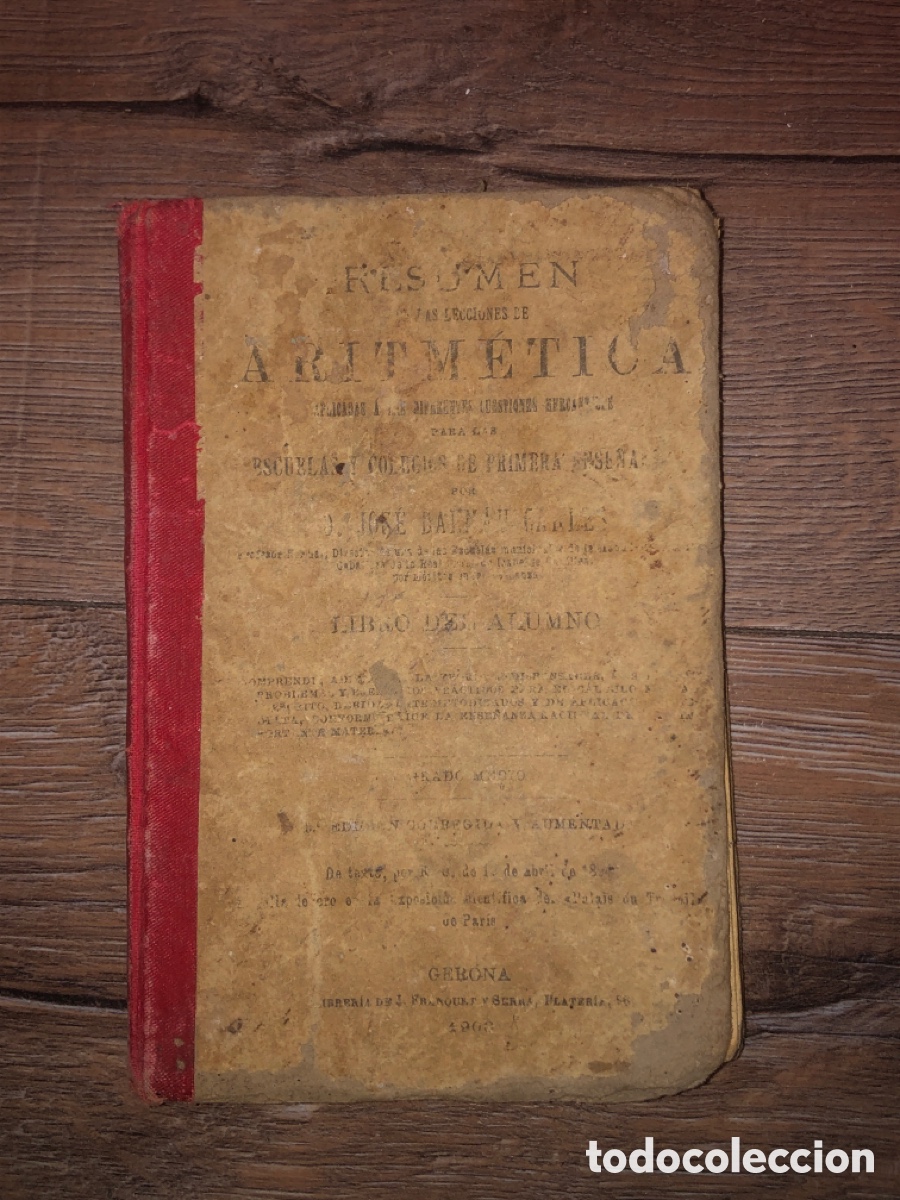 Libros antiguos: Libro resumen aritm&eacute;tica - Foto 1