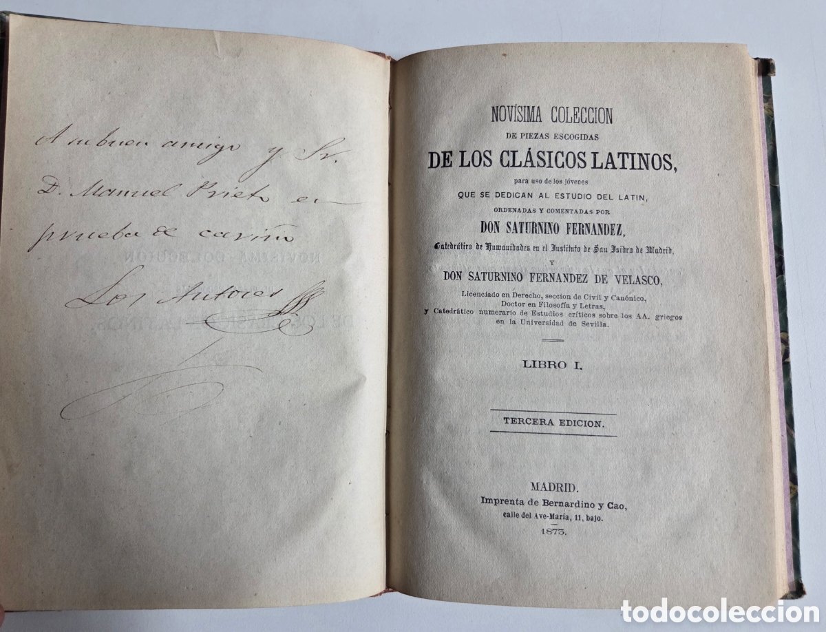 Libros antiguos: Nov&iacute;sima Colecci&oacute;n de Piezas Escogidas de los Cl&aacute;sicos Latinos. 1875