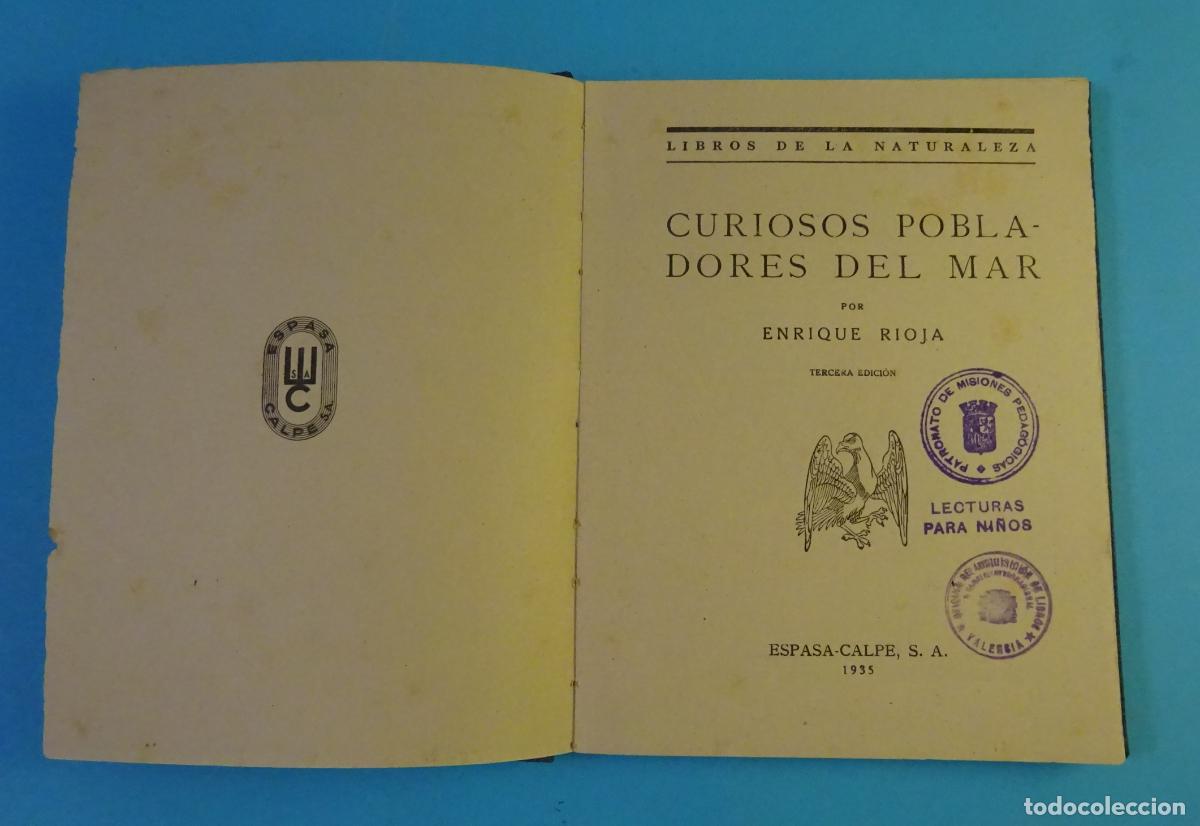 Libros antiguos: CURIOSOS POBLADORES DEL MAR. ENRIQUE RIOJA. ESPASA CALPE, 1935