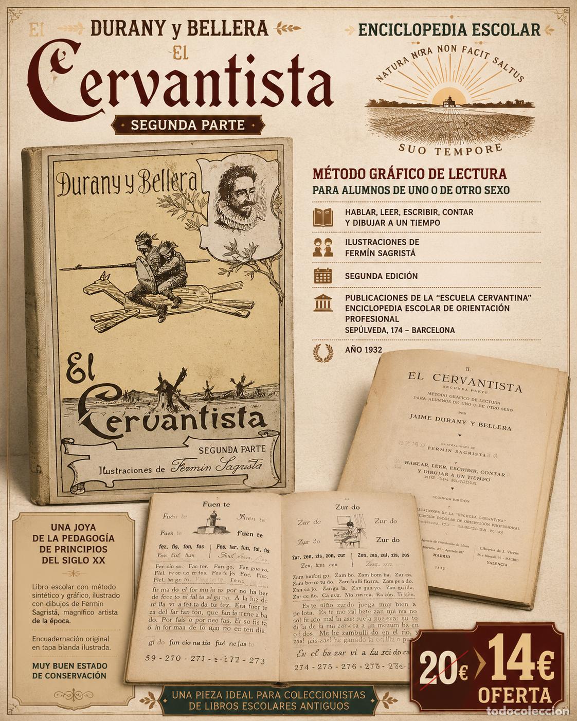 Libros antiguos: EL CERVANTISTA | LIBRO ESCOLAR | 1932 | LECTURAS Y ENSE&Ntilde;ANZA | CERVANTES