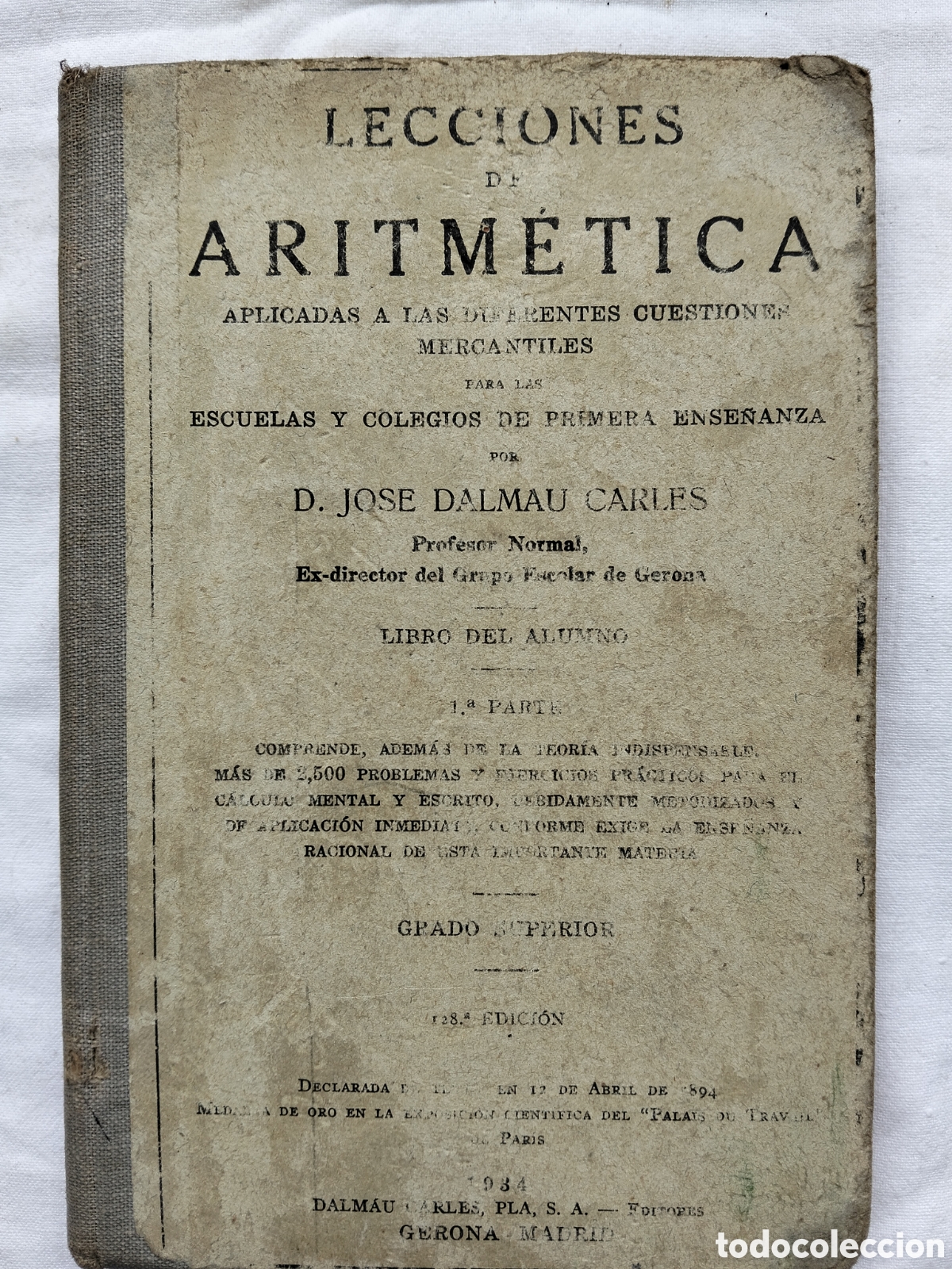 Libros antiguos: LECCIONES DE ARITM&Eacute;TICA 1934