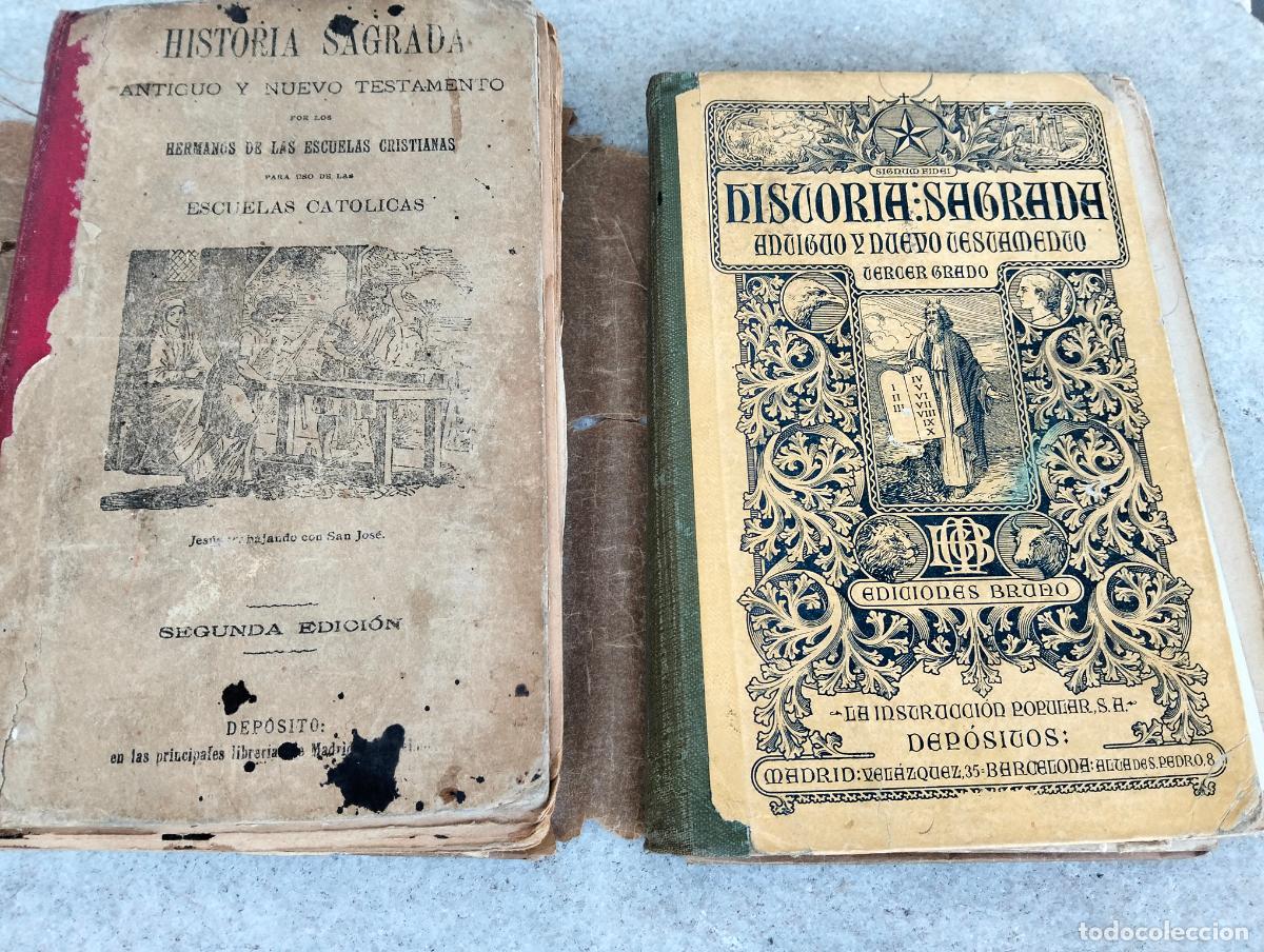 Antiquarische B&uuml;cher: Lote 2 libros religiosos historia sagrada antiguo y nuevo testamento tercer grado escuelas cat&oacute;licas