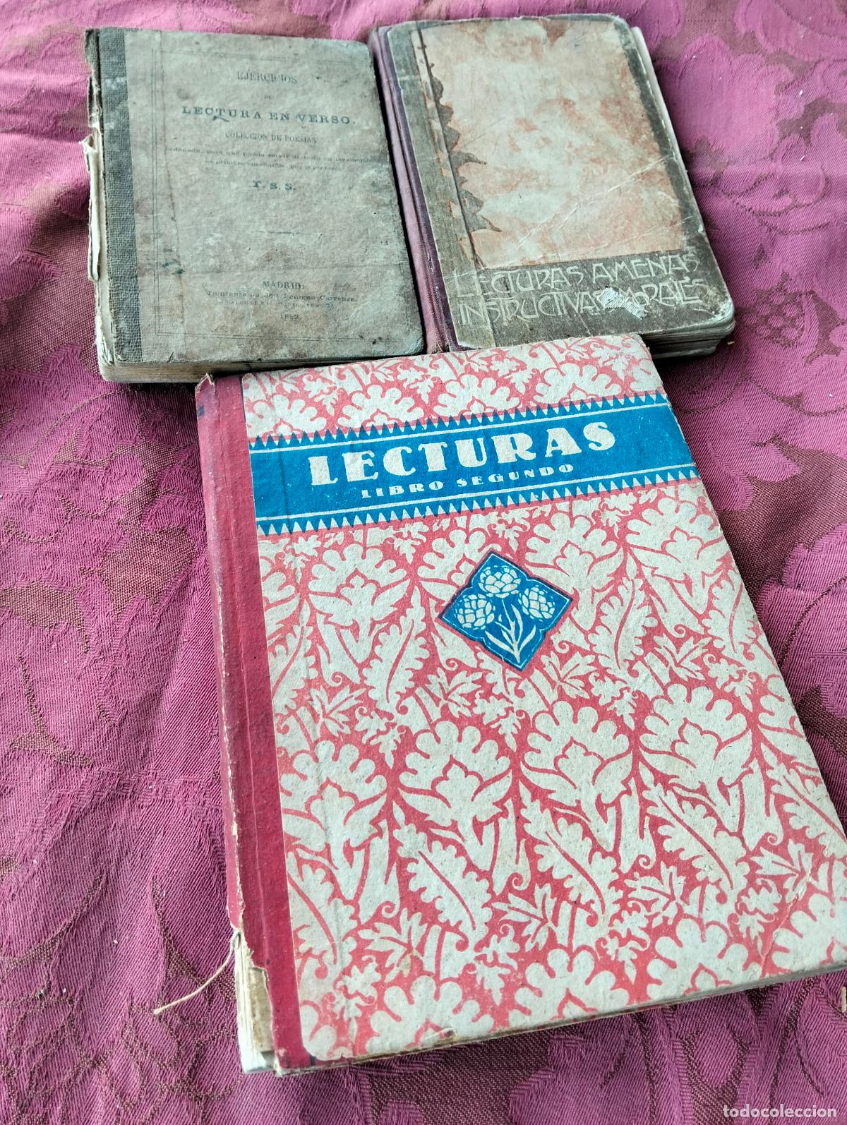 Livros antigos: Lote 3 libros de colegio antiguos lecturas en verso coleccion de poesias amenas instructivas segundo