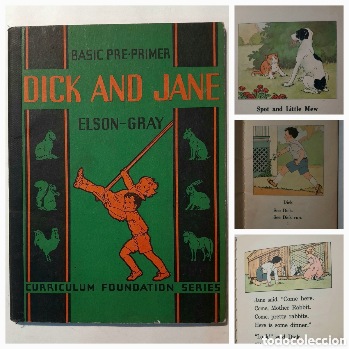 Libros antiguos: Dick and Jane. Elson Gray. Basic pre primer. 1936 Curriculum Foundation Series.