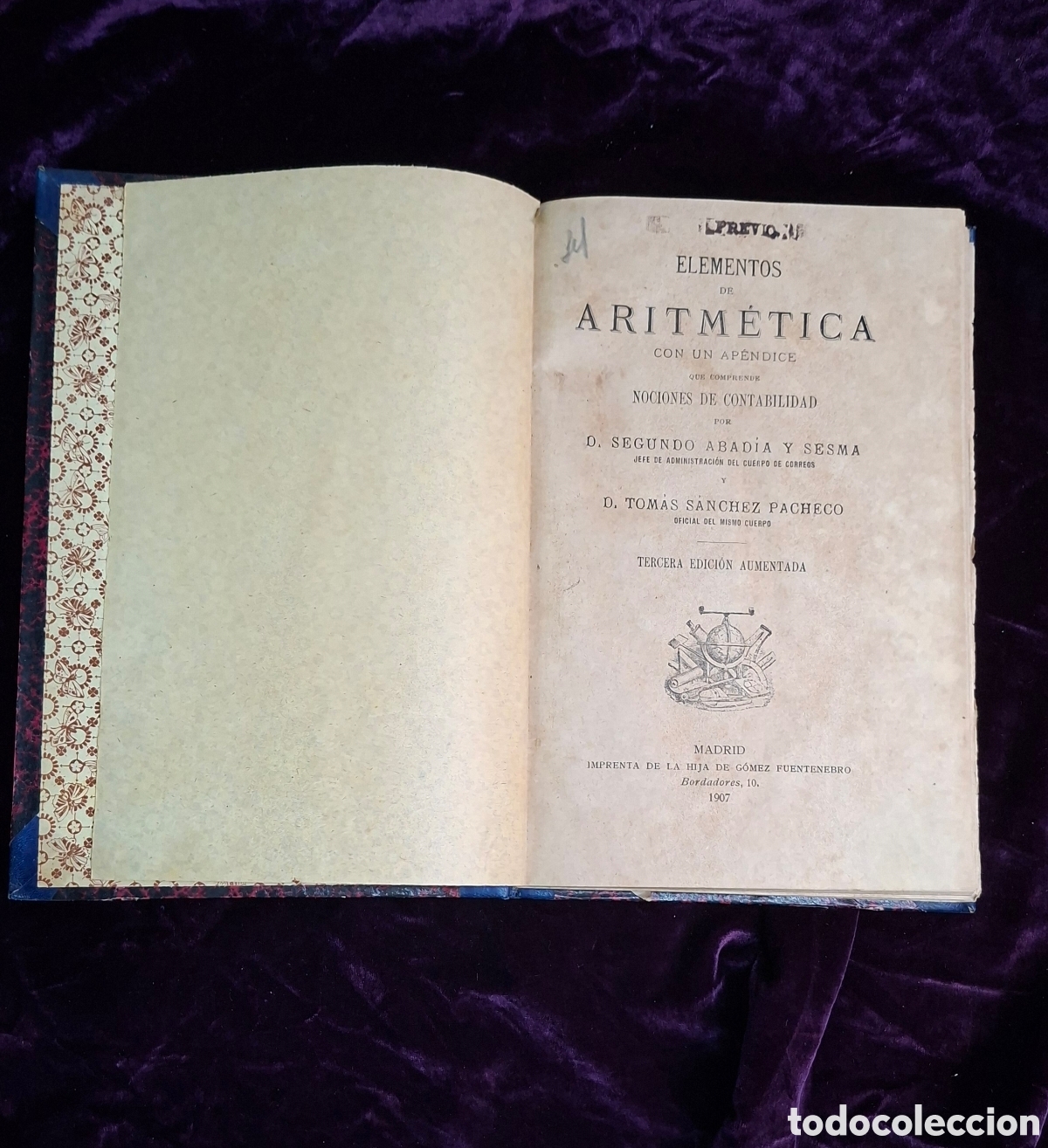 Libros antiguos: Elementos de Aritm&eacute;tica (Madrid, 1907)