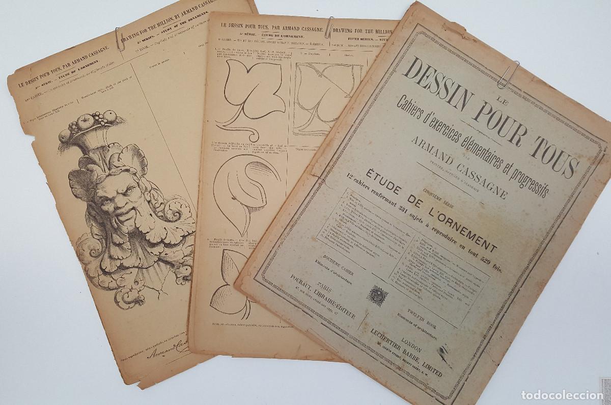 Libros antiguos: LAMINAS LE DESSIN POUR TOUS, ETUDE DE L&Oacute;RNEMENT, ARMAND CASSAGNE, 46 PAG EJERCICIOS DIBUJO 31x24 CM
