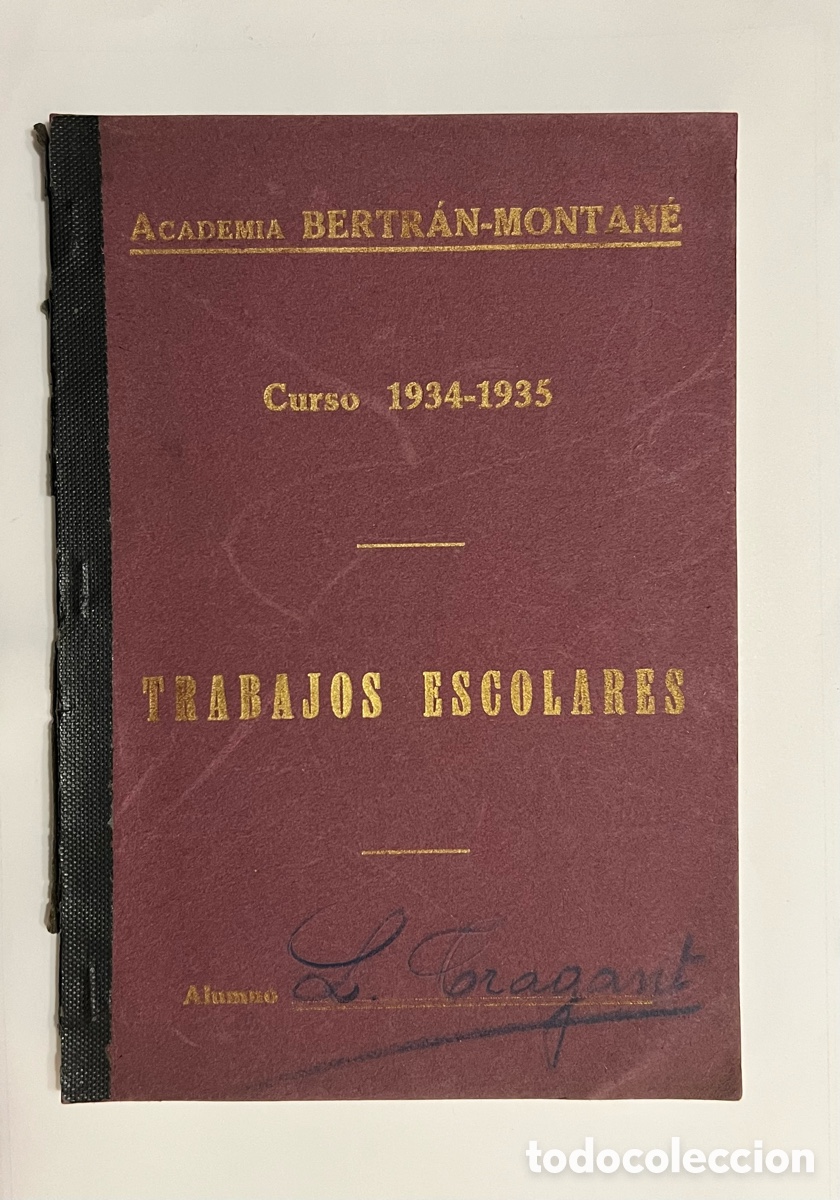 Libros antiguos: BARCELONA. Academia Bertran - Montane. Trabajos Escolares. Curso 1934-1935