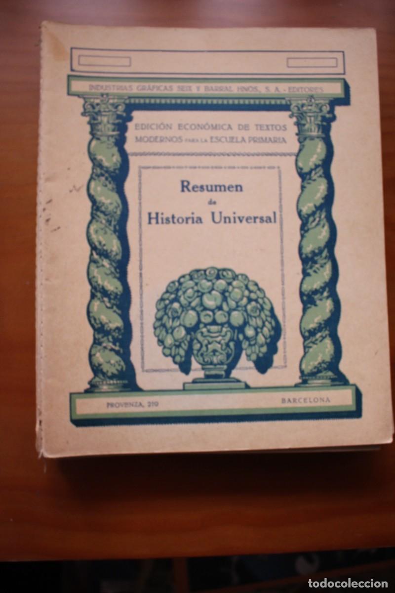 Libros antiguos: Resumen de Historia Universal. Seix Barral. Edici&oacute;n econ&oacute;mica de textos.